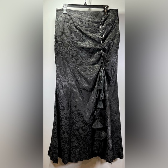 🌺Lace-Up Skirt with Mermaid Ruffle, Jacquard Maxi Skirt🌸🌺 - Picture 6 of 16